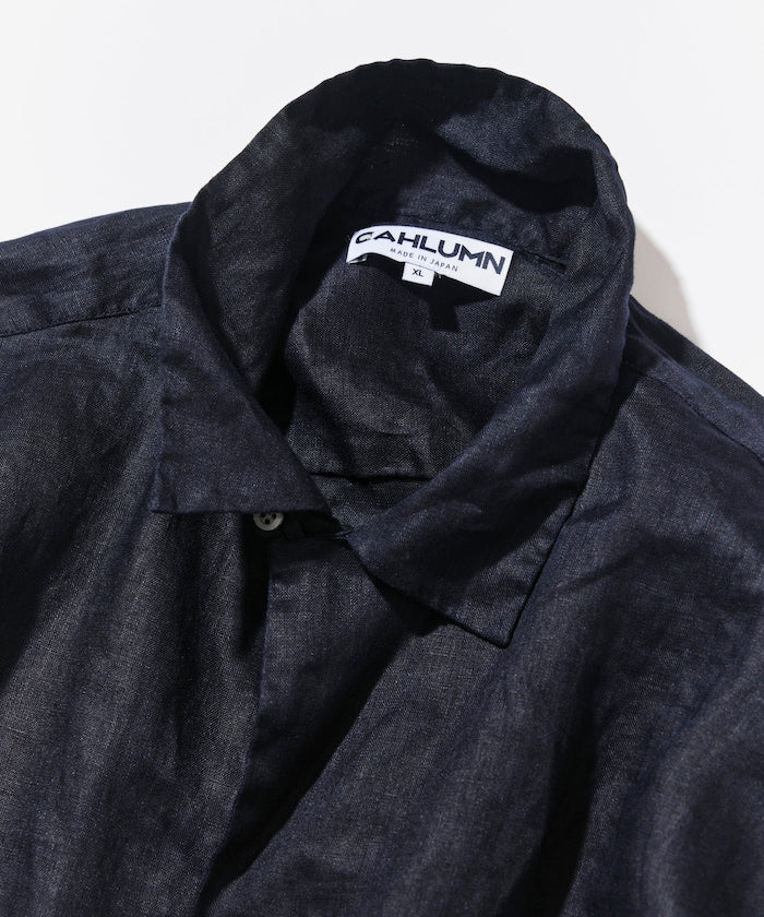 CAHLUMN Linen Open Collar Long Sleeve Shirt / 亞麻開領長袖襯衫
