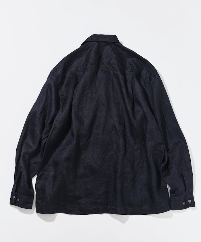 CAHLUMN Linen Open Collar Long Sleeve Shirt / 亞麻開領長袖襯衫
