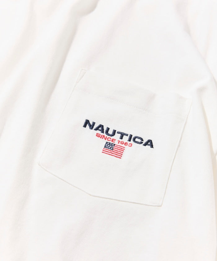 NAUTICA JP / 寬鬆剪裁 國旗刺繡 下擺抽繩 口袋T恤