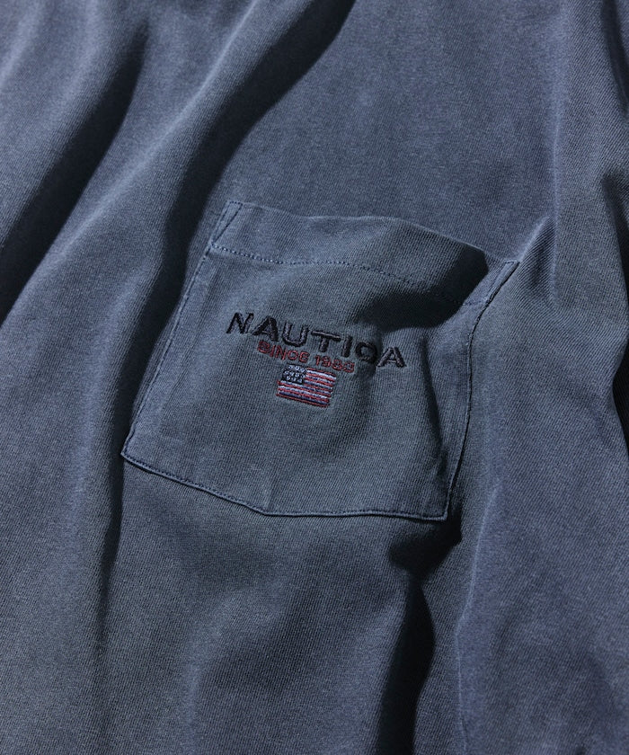 NAUTICA JP / 寬鬆剪裁 美式旗標 水洗染色 抽繩口袋T恤