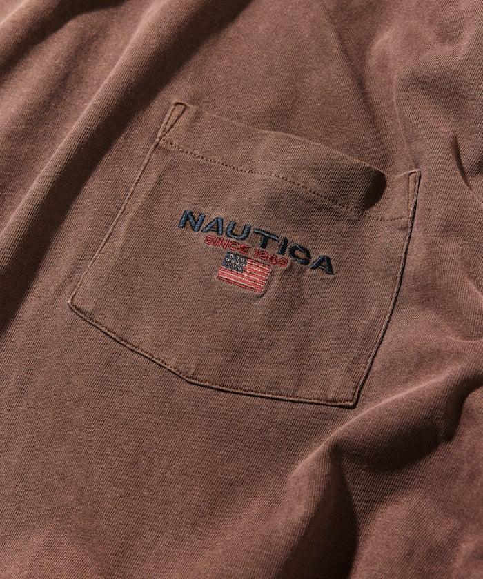 NAUTICA JP / 寬鬆剪裁 美式旗標 水洗染色 抽繩口袋T恤