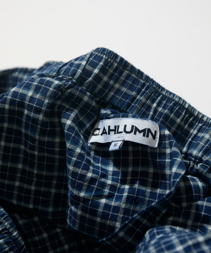 CAHLUMN Indigo Madras Check Easy Pant / 靛藍染馬德拉斯格紋寬鬆長褲