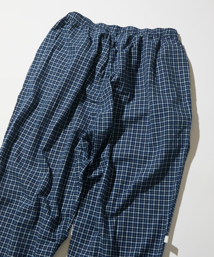 CAHLUMN Indigo Madras Check Easy Pant / 靛藍染馬德拉斯格紋寬鬆長褲
