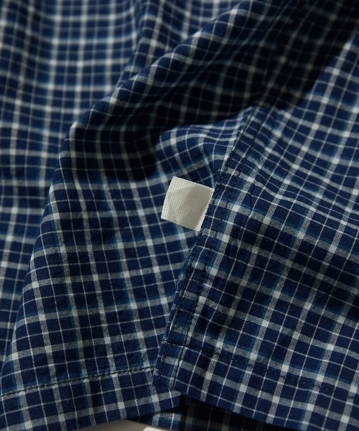 CAHLUMN Indigo Madras Check Cropped Easy Pant / 靛藍染格紋九分寬版長褲
