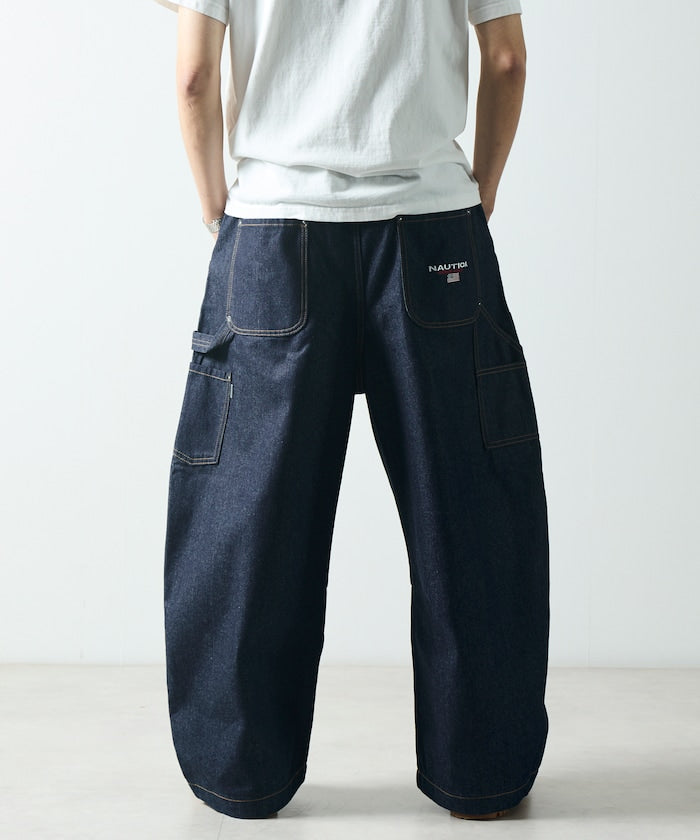 NAUTICA JP / 弧形剪裁 雙膝工裝牛仔長褲