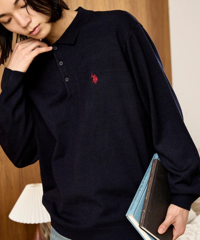 U.S. POLO ASSN. × PUBLUX / 刺繡Polo領針織衫(日本聯名限定)