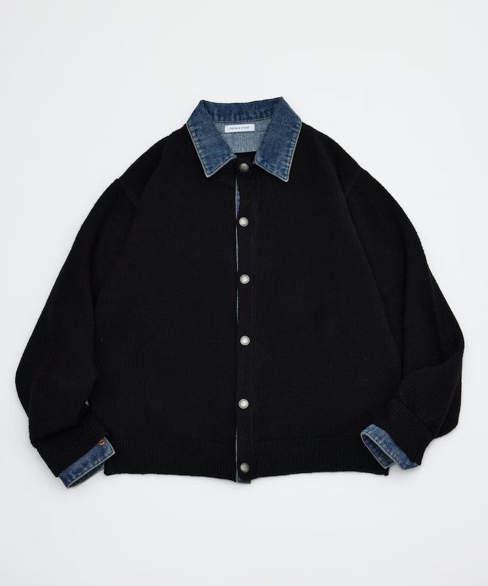 FREAK'S STORE / 牛仔拼接針織開襟衫