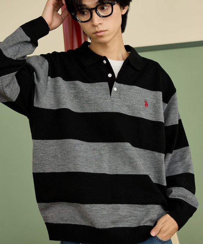 U.S. POLO ASSN. × PUBLUX / 刺繡Polo領針織衫(日本聯名限定)