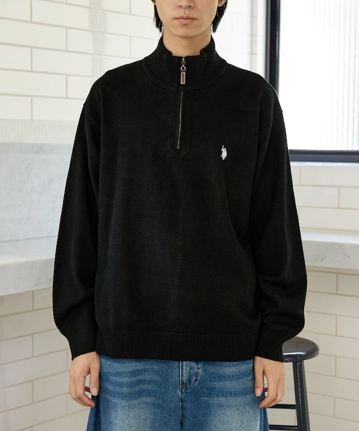 U.S. POLO ASSN. × PUBLUX / 刺繡半拉鍊針織衫(日本聯名限定)