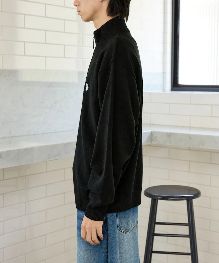 U.S. POLO ASSN. × PUBLUX / 刺繡半拉鍊針織衫(日本聯名限定)