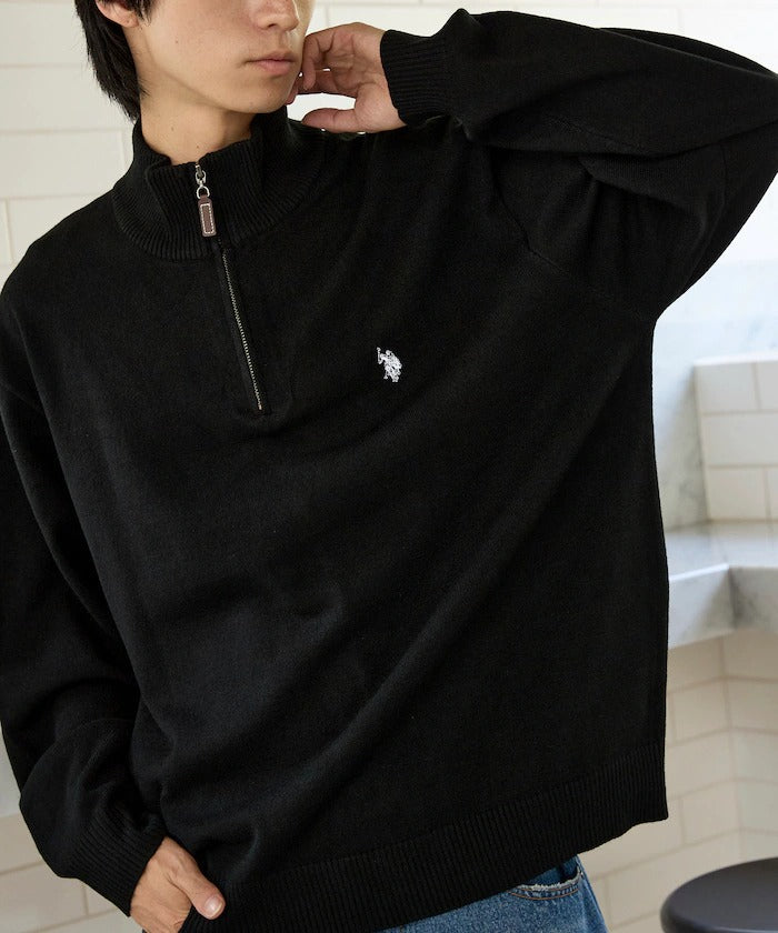 U.S. POLO ASSN. × PUBLUX / 刺繡半拉鍊針織衫(日本聯名限定)