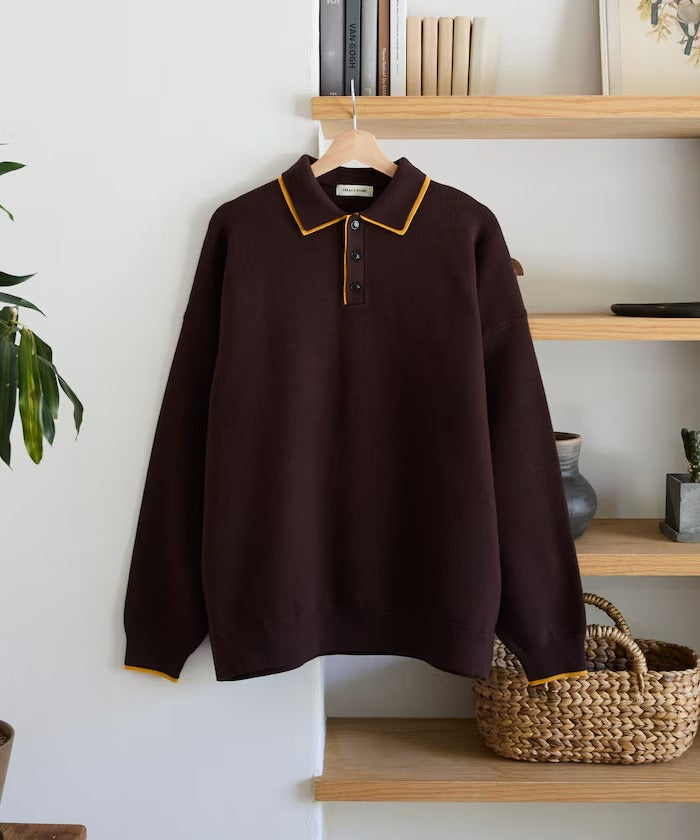 FREAK'S STORE/撞色POLO 假兩件 針織衫