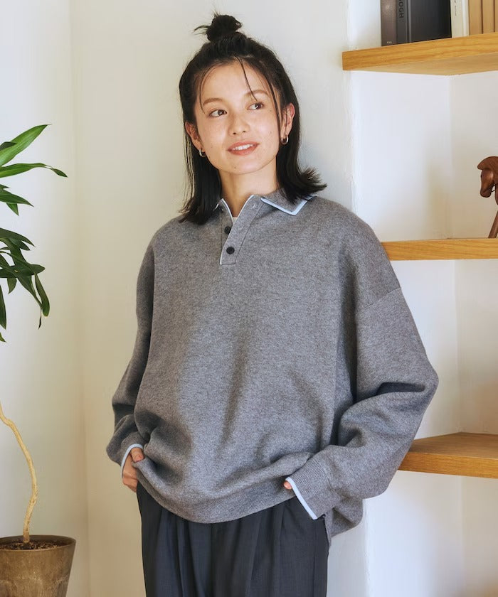 FREAK'S STORE/撞色POLO 假兩件 針織衫