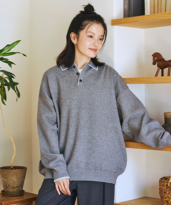 FREAK'S STORE/撞色POLO 假兩件 針織衫
