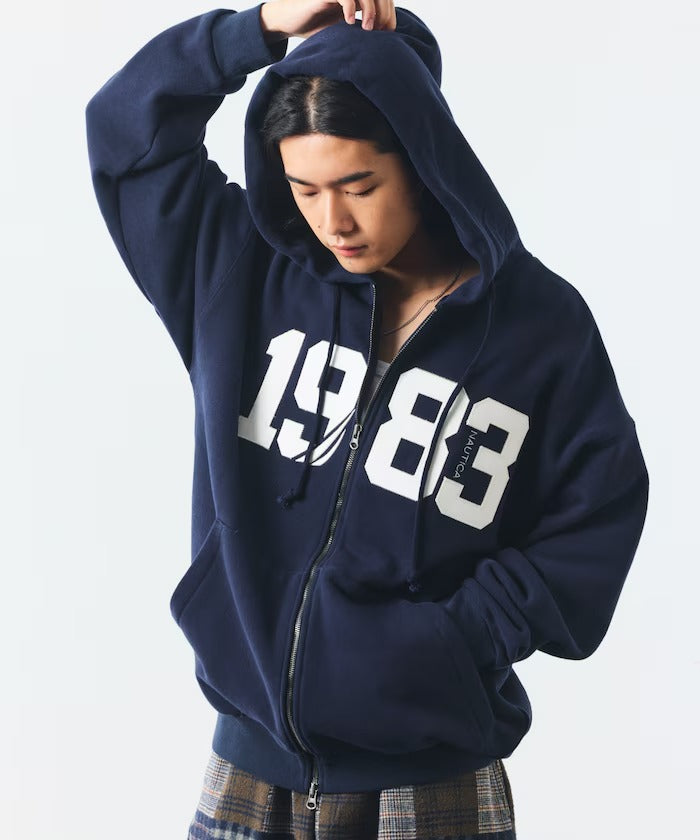 NAUTICA / 寬鬆刺繡貼布LOGO拉鍊 連帽外套
