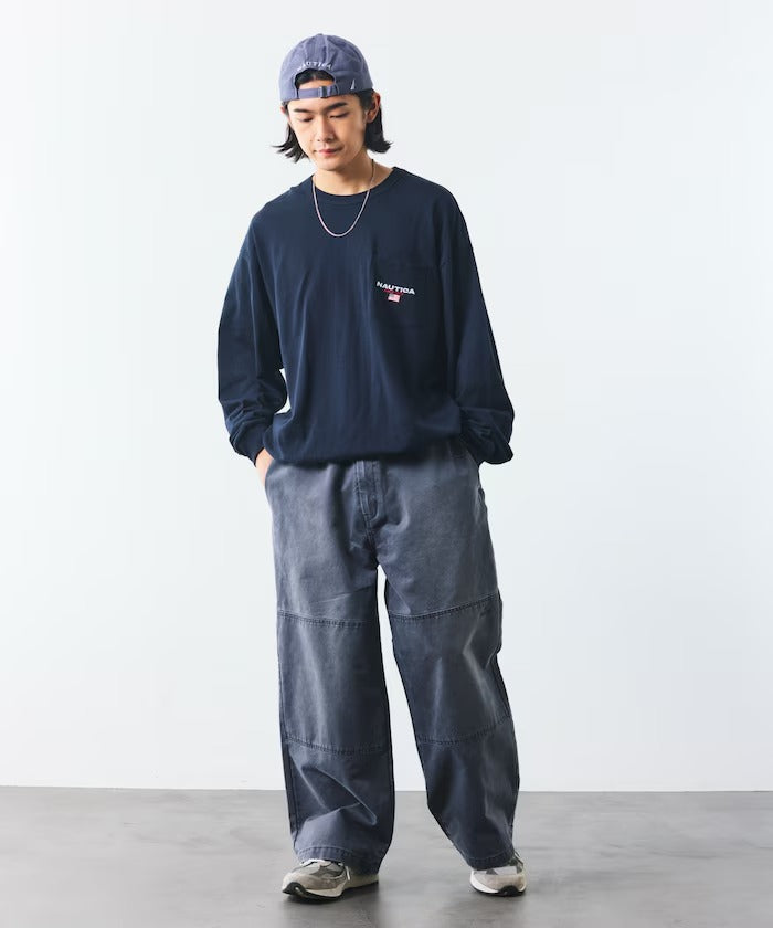 NAUTICA / 寬版水洗褪色雙膝工作褲