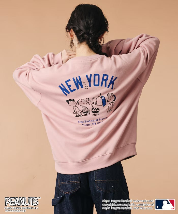 PEANUTS × MLB × FREAK'S STORE / 洋基隊背印大廓形 圓領衫(日本聯名限定)