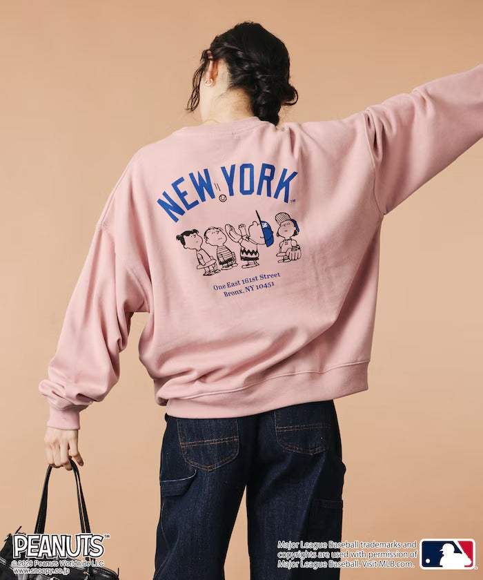 PEANUTS × MLB × FREAK'S STORE / 洋基隊背印大廓形 圓領衫(日本聯名限定)