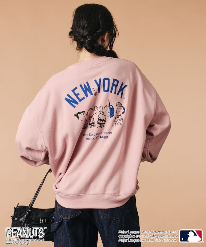 PEANUTS × MLB × FREAK'S STORE / 洋基隊背印大廓形 圓領衫(日本聯名限定)
