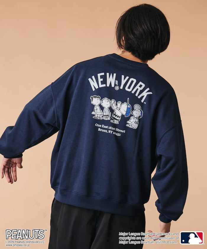 PEANUTS × MLB × FREAK'S STORE / 洋基隊背印大廓形 圓領衫(日本聯名限定)