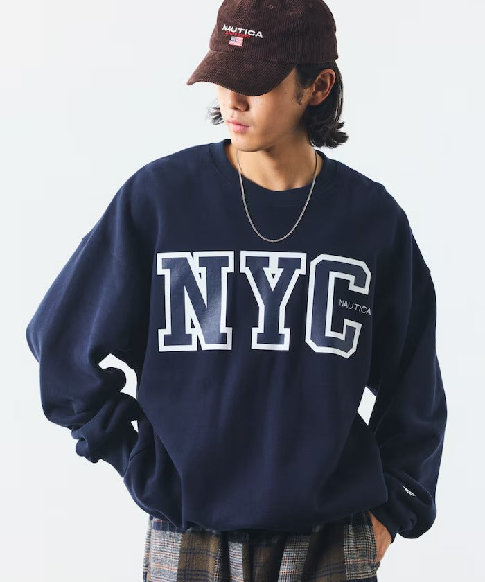 NAUTICA / 寬鬆學院LOGO 圓領衫