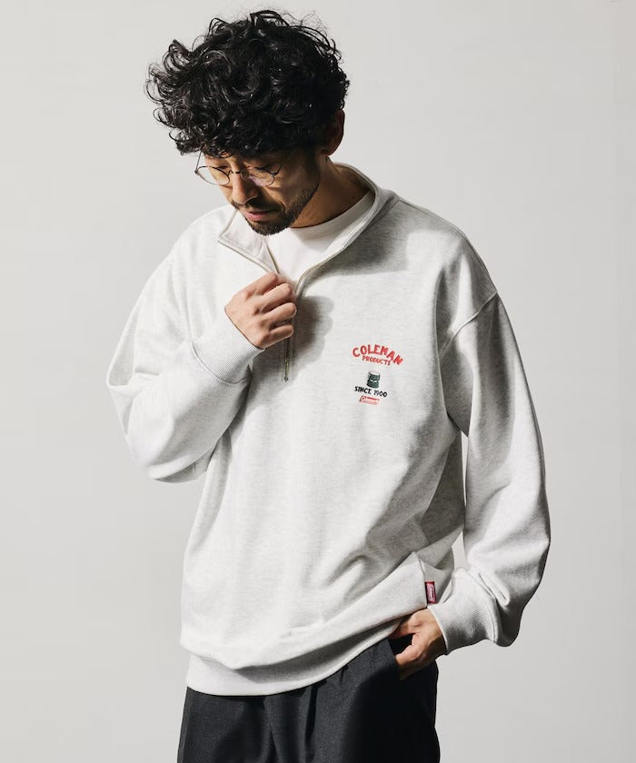 Coleman × FREAK'S STORE / 復古型錄狗狗圖案 拉鍊半領衫(日本聯名限定)