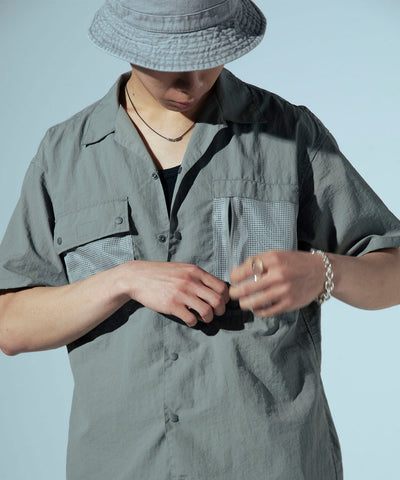 NYLON TUSSER OPEN COLLAR SHIRT / 日本直営店限定 Nylon Tussah 乾爽短袖襯衫