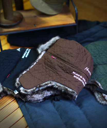 NANGA X CLEF QUILT PILOT CAP / 聯名羽絨格紋保暖飛行帽