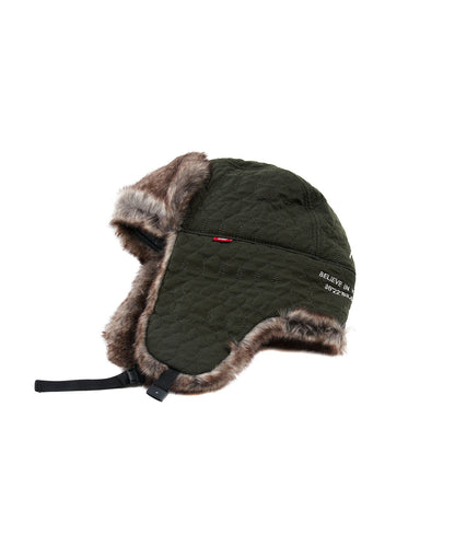 NANGA X CLEF QUILT PILOT CAP / 聯名羽絨格紋保暖飛行帽