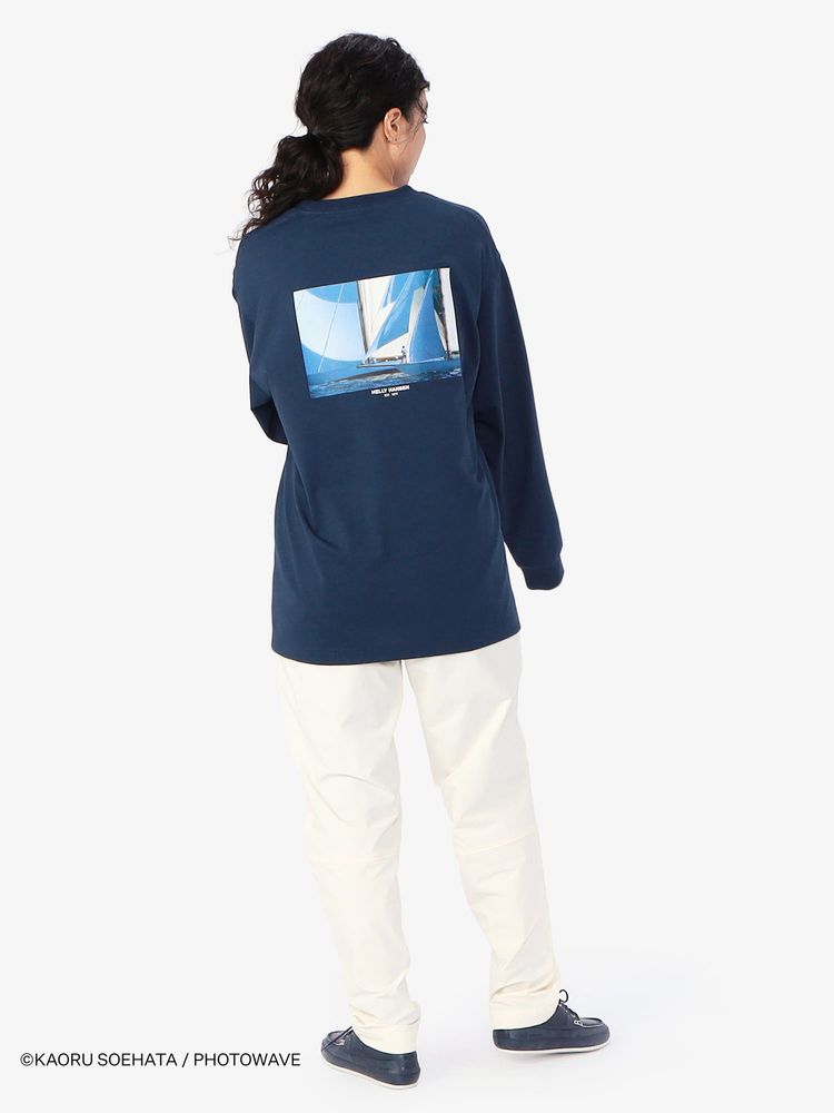 HELLY HANSEN  / 別注海洋印花長袖T恤