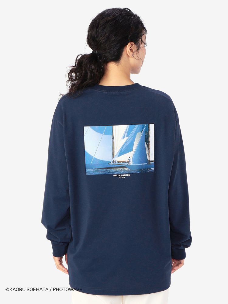 HELLY HANSEN  / 別注海洋印花長袖T恤