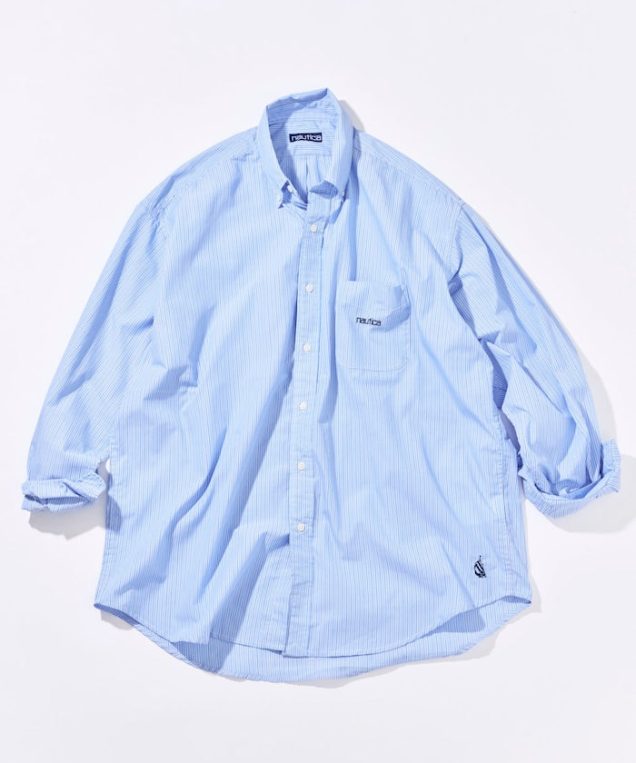 NAUTICA JP / 經典府綢條紋寬鬆扣領襯衫