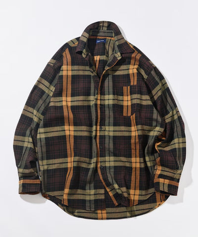 NAUTICA / 厚磅法蘭絨格紋寬鬆襯衫