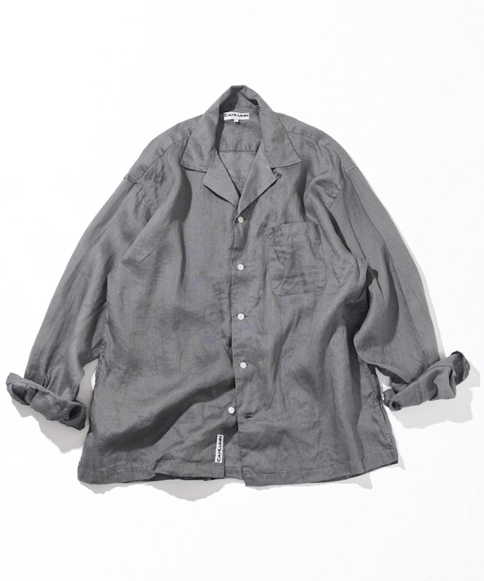 CAHLUMN Linen Open Collar Long Sleeve Shirt / 亞麻開領長袖襯衫