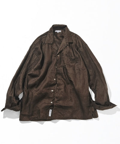 CAHLUMN Linen Open Collar Long Sleeve Shirt / 亞麻開領長袖襯衫