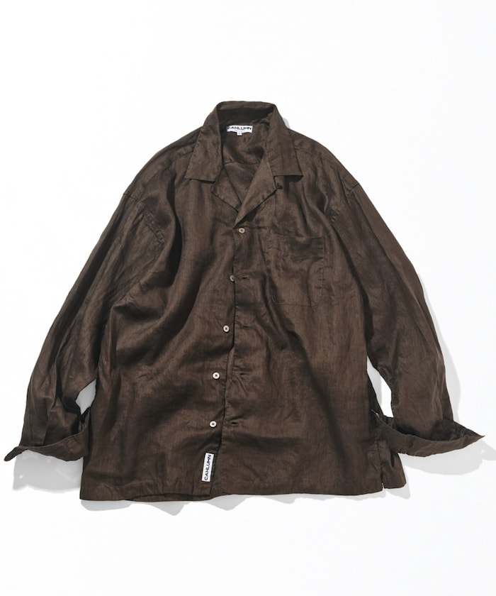 CAHLUMN Linen Open Collar Long Sleeve Shirt / 亞麻開領長袖襯衫