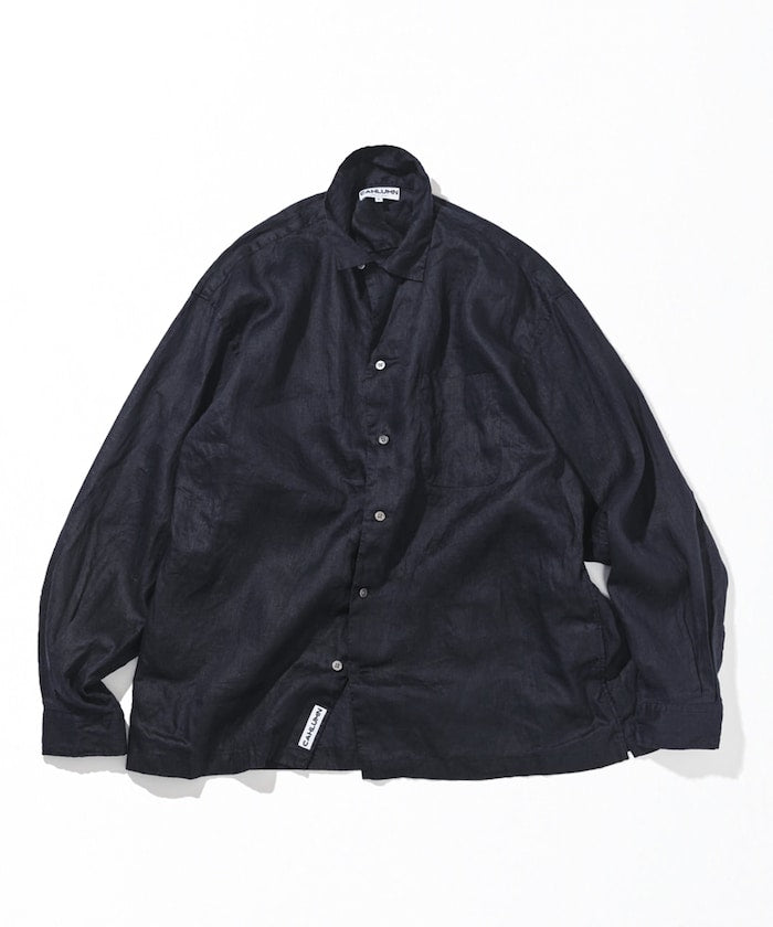 CAHLUMN Linen Open Collar Long Sleeve Shirt / 亞麻開領長袖襯衫