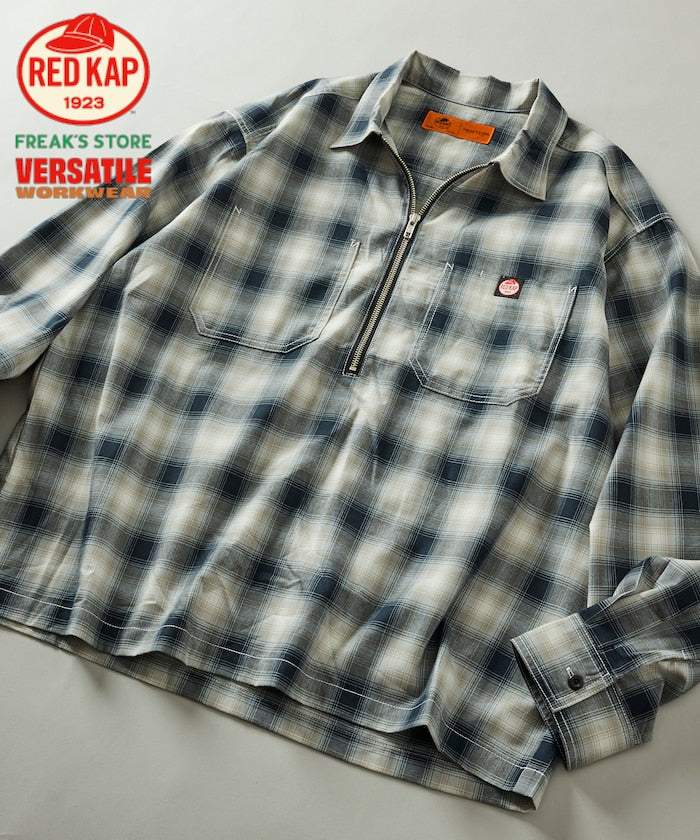 RED KAP × FREAK'S STORE / 別注雙口袋半拉鍊套頭長袖襯衫