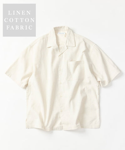 FREAK’S STORE LINEN COTTON OPEN COLLAR SS SHIRT / 亞麻棉質開領短袖襯衫
