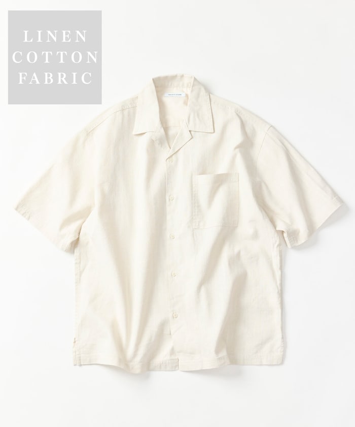 FREAK’S STORE LINEN COTTON OPEN COLLAR SS SHIRT / 亞麻棉質開領短袖襯衫