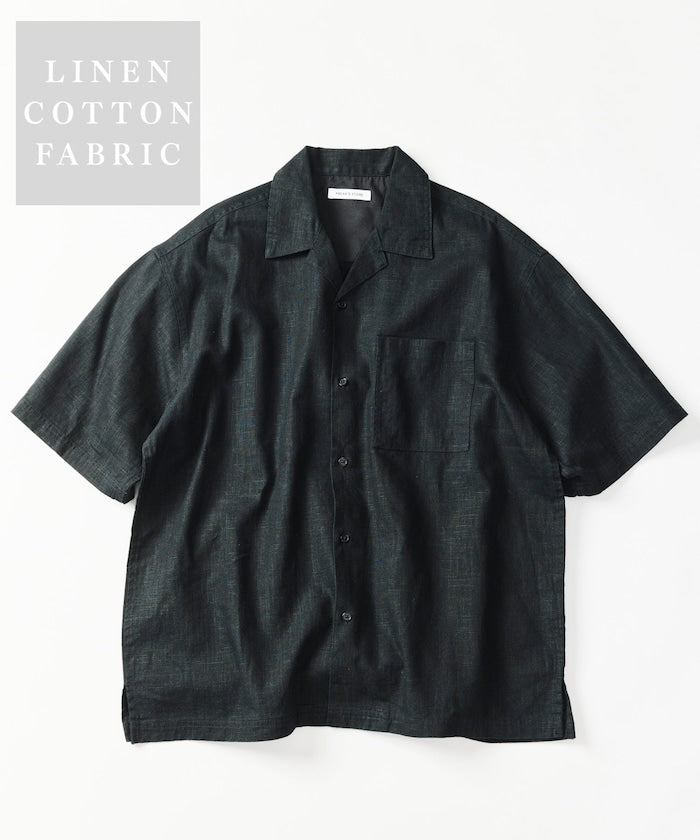 FREAK’S STORE LINEN COTTON OPEN COLLAR SS SHIRT / 亞麻棉質開領短袖襯衫