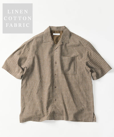 FREAK’S STORE LINEN COTTON OPEN COLLAR SS SHIRT / 亞麻棉質開領短袖襯衫