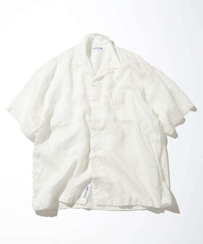 CAHLUMN Linen Open Collar Short Sleeve Shirt / 亞麻開領短袖襯衫