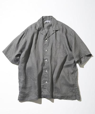 CAHLUMN Linen Open Collar Short Sleeve Shirt / 亞麻開領短袖襯衫