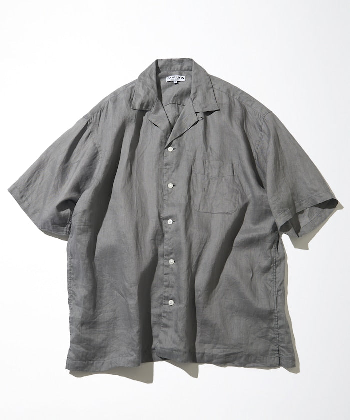 CAHLUMN Linen Open Collar Short Sleeve Shirt / 亞麻開領短袖襯衫