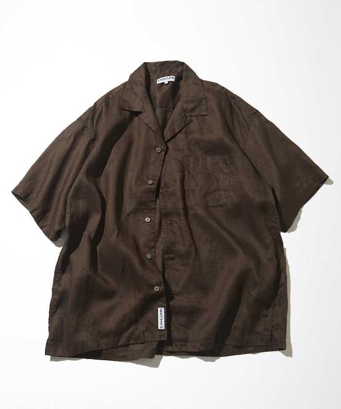 CAHLUMN Linen Open Collar Short Sleeve Shirt / 亞麻開領短袖襯衫