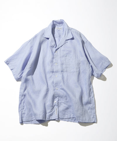 CAHLUMN Linen Open Collar Short Sleeve Shirt / 亞麻開領短袖襯衫