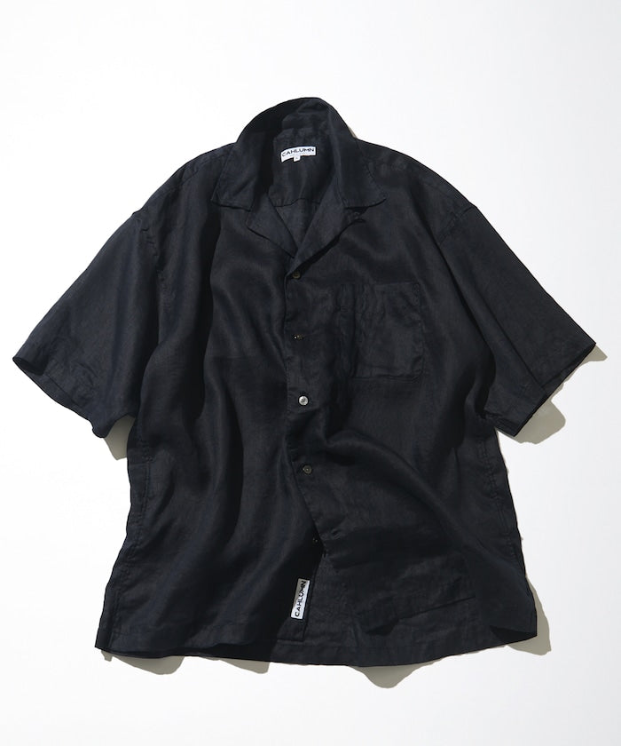 CAHLUMN Linen Open Collar Short Sleeve Shirt / 亞麻開領短袖襯衫