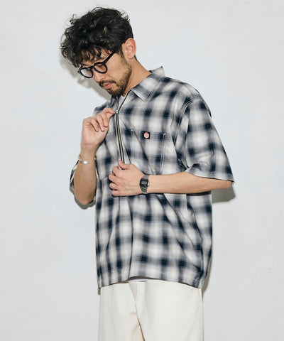 RED KAP × FREAK'S STORE / 半拉鍊雙口袋短袖工作 拉鏈半開襟衫