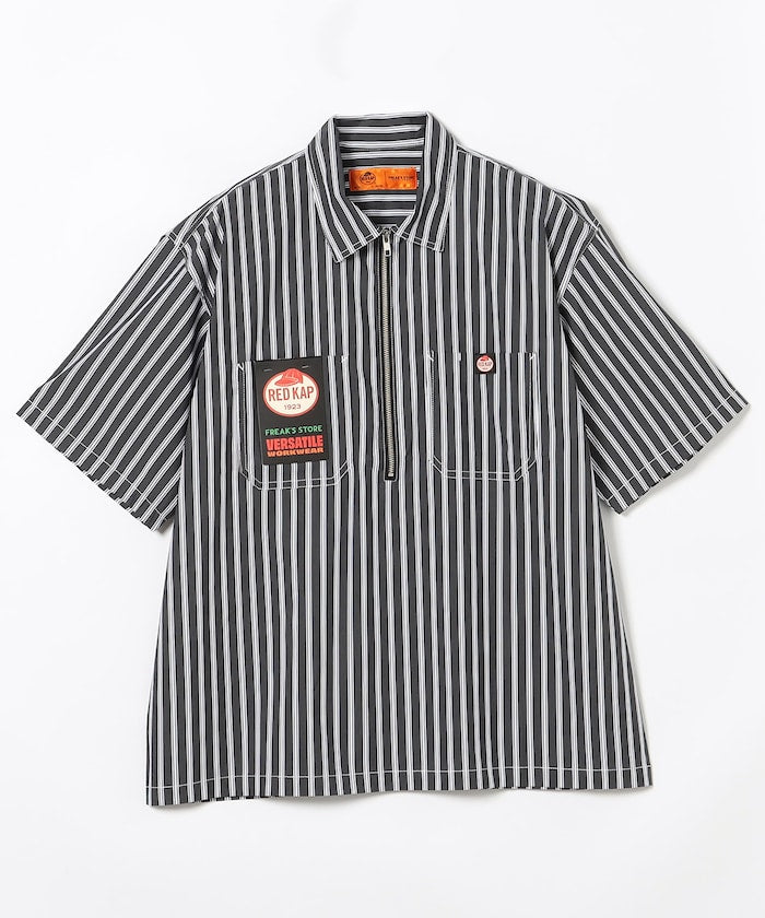 RED KAP / 半拉鍊雙口袋短袖工作 拉鏈半開襟衫